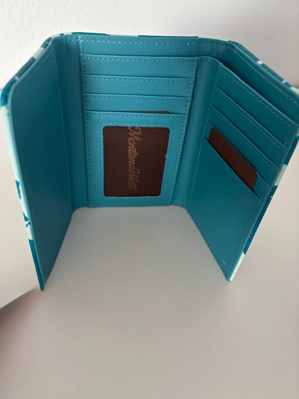 Montana West Teal and Light Blue Cowhide-Print Card Holder Wallet